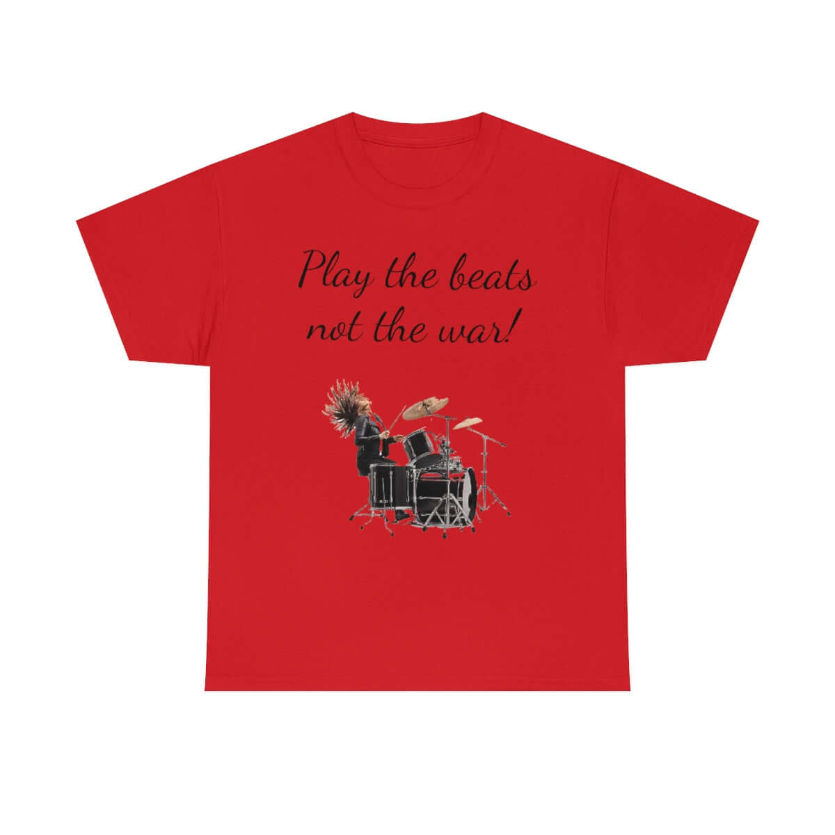 Customised t-shirt. Feel great and wear "play the beats not the war " t-shirt. Play the music in our clothes!!